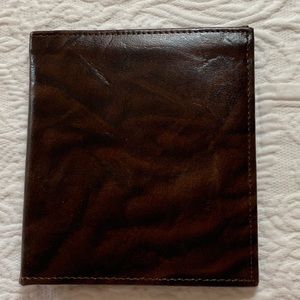 VINTAGE SWANK BROWN PIGSKIN CREDIT CARD/WALLET::NEVER USED::4”x 4 1/2” folded..